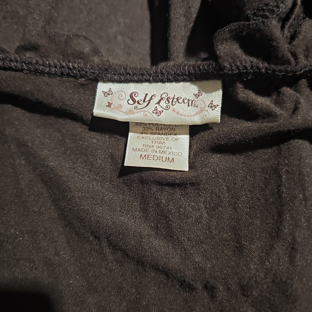 Self Esteem Brown V-Neck Cap Sleeve Top with Tie Belt – Size Medium - Picture 3 of 4